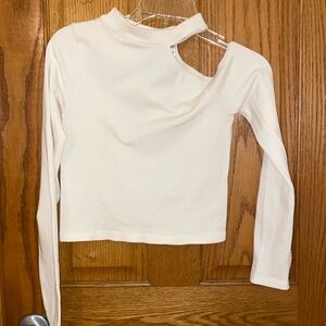 Long sleeve ivory color top with cutout by neck • Size is M/L